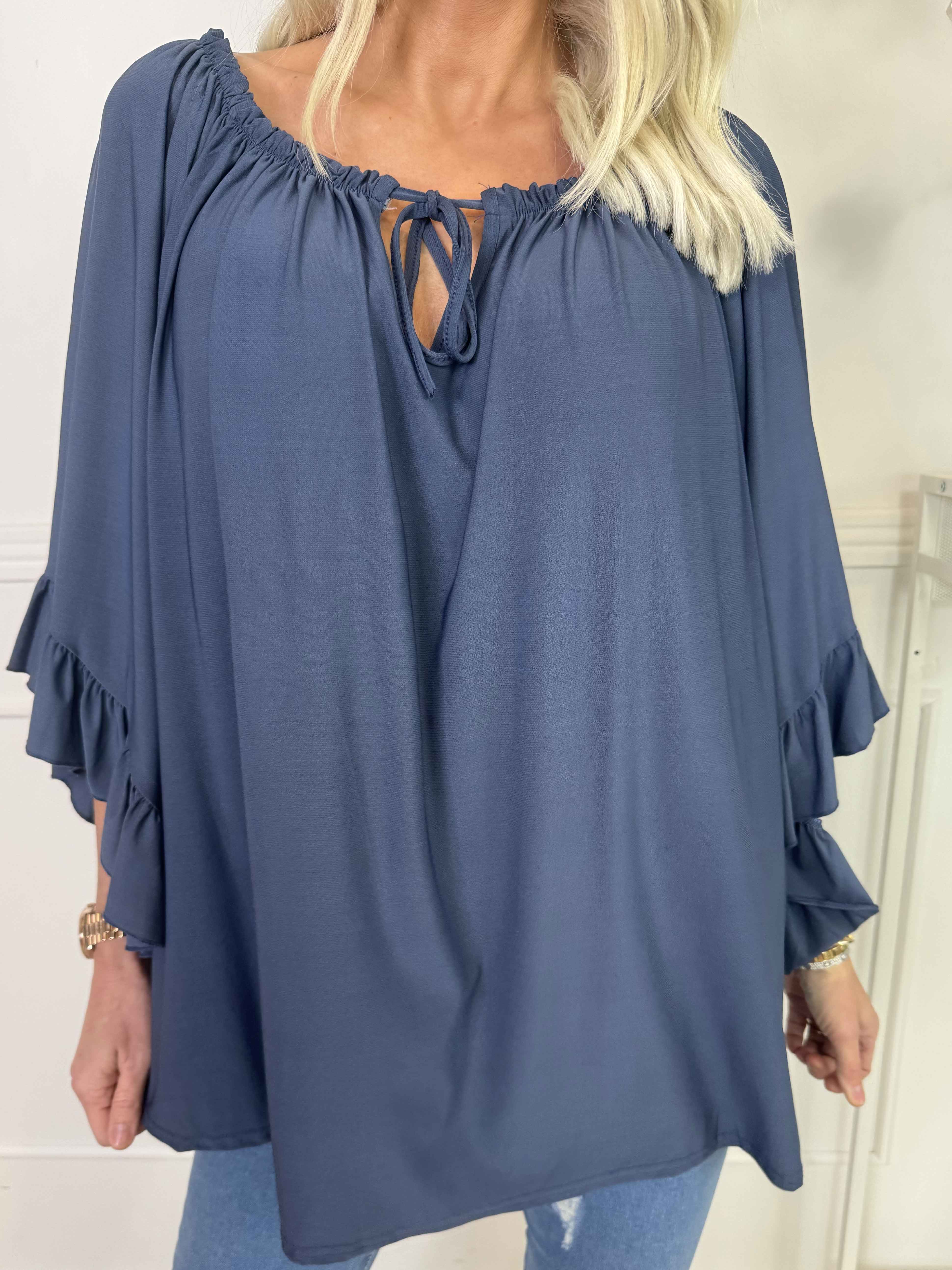 Anneli - Sød elastisk tunika med flæseærmer